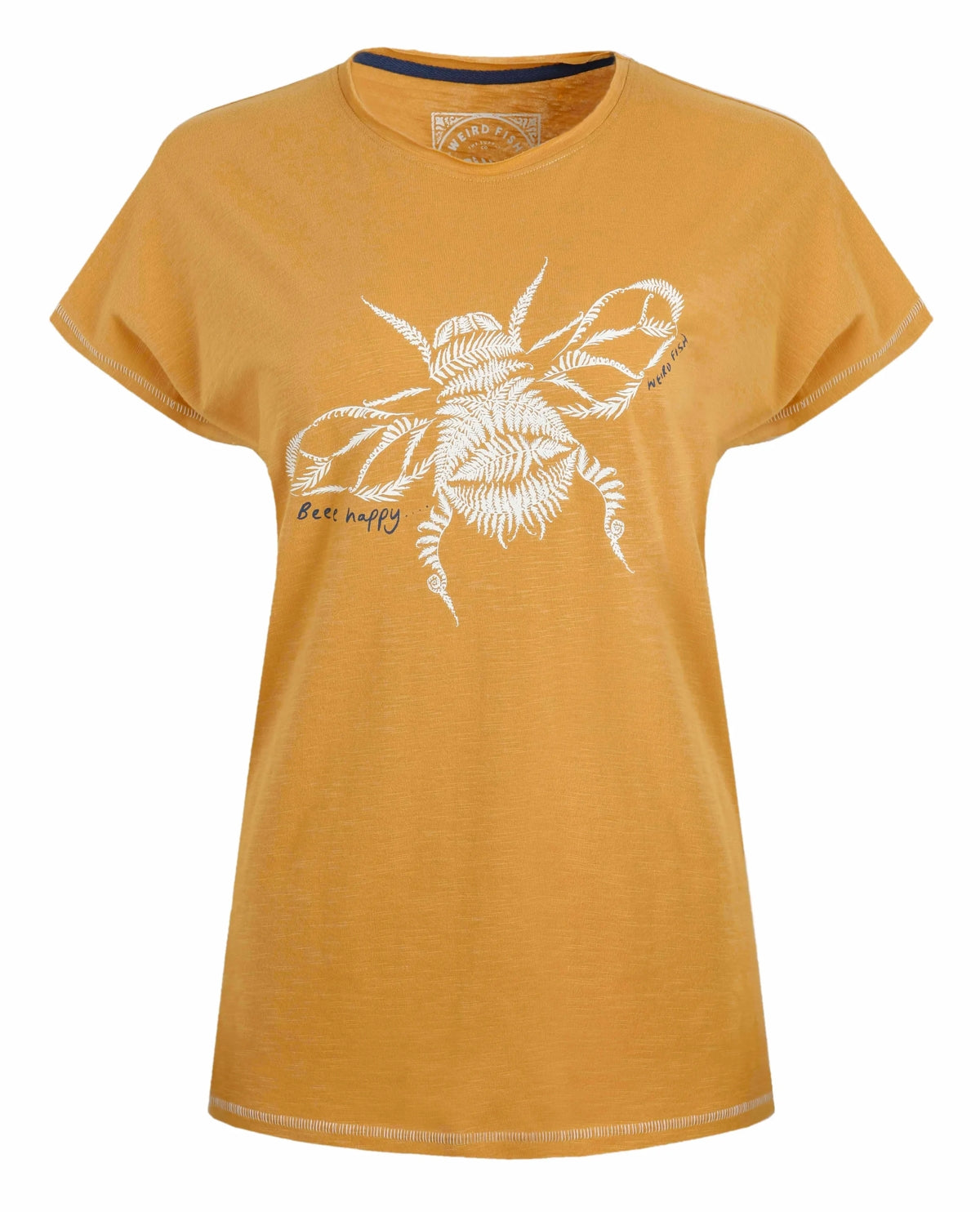 Weird Fish Womens Fern Bee Print T-Shirt - Deep Amber