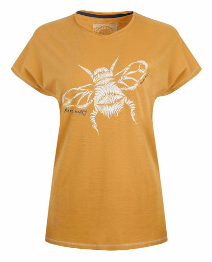 Weird Fish Womens Fern Bee Print T-Shirt - Deep Amber