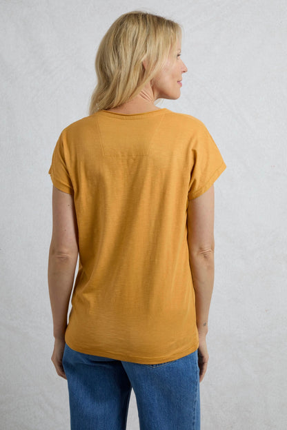 Weird Fish Womens Fern Bee Print T-Shirt - Deep Amber
