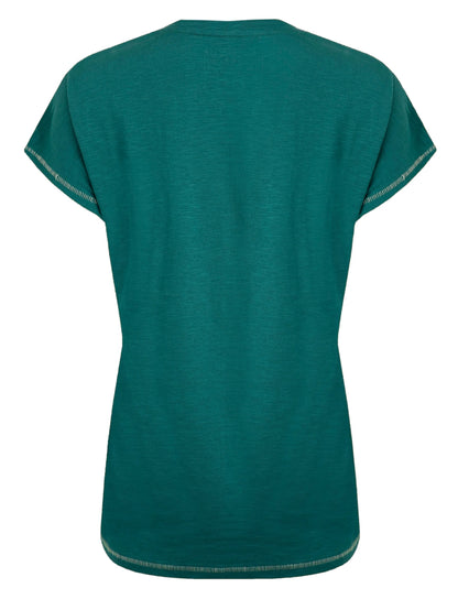 Weird Fish Womens Fern Bee Print T-Shirt - Forest Green
