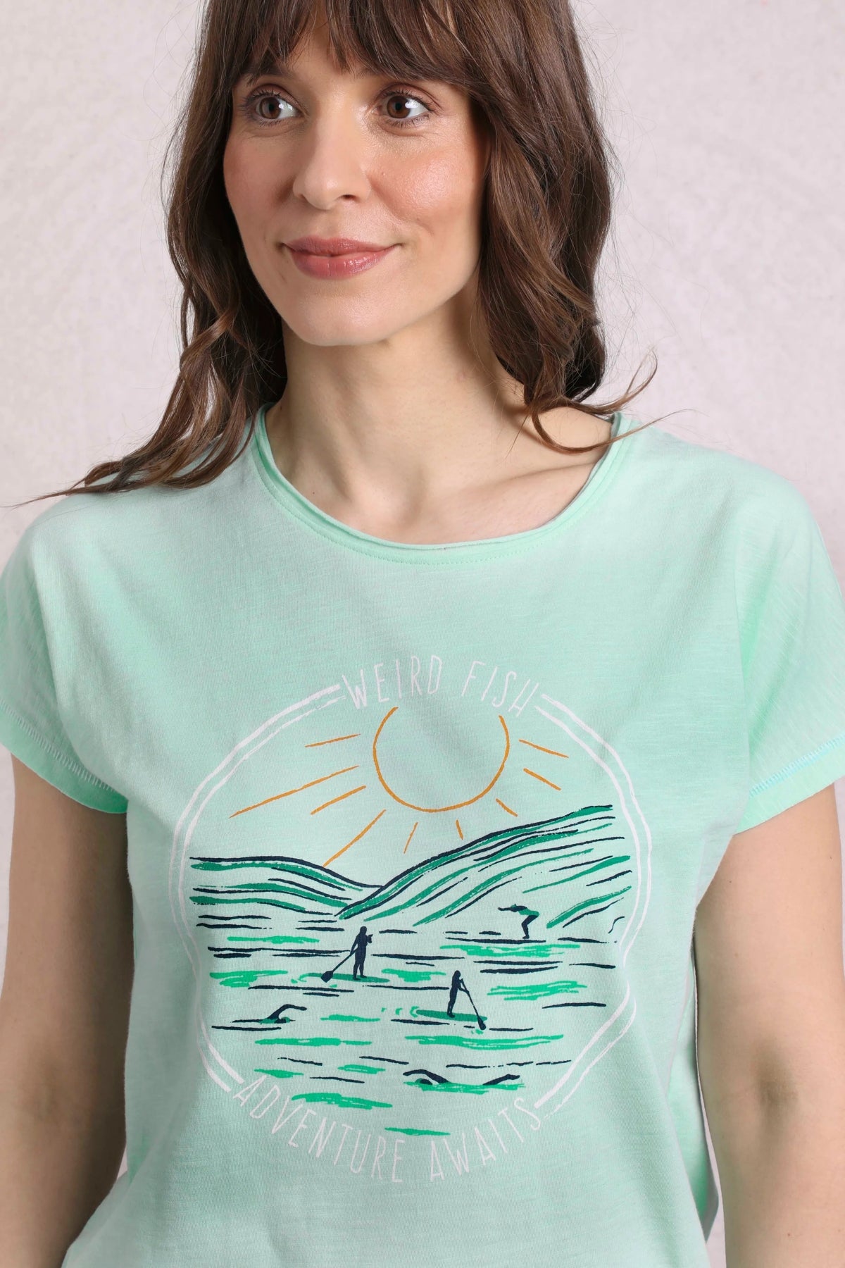 Weird Fish Womens Adventure Awaits Print Tee - Seafoam