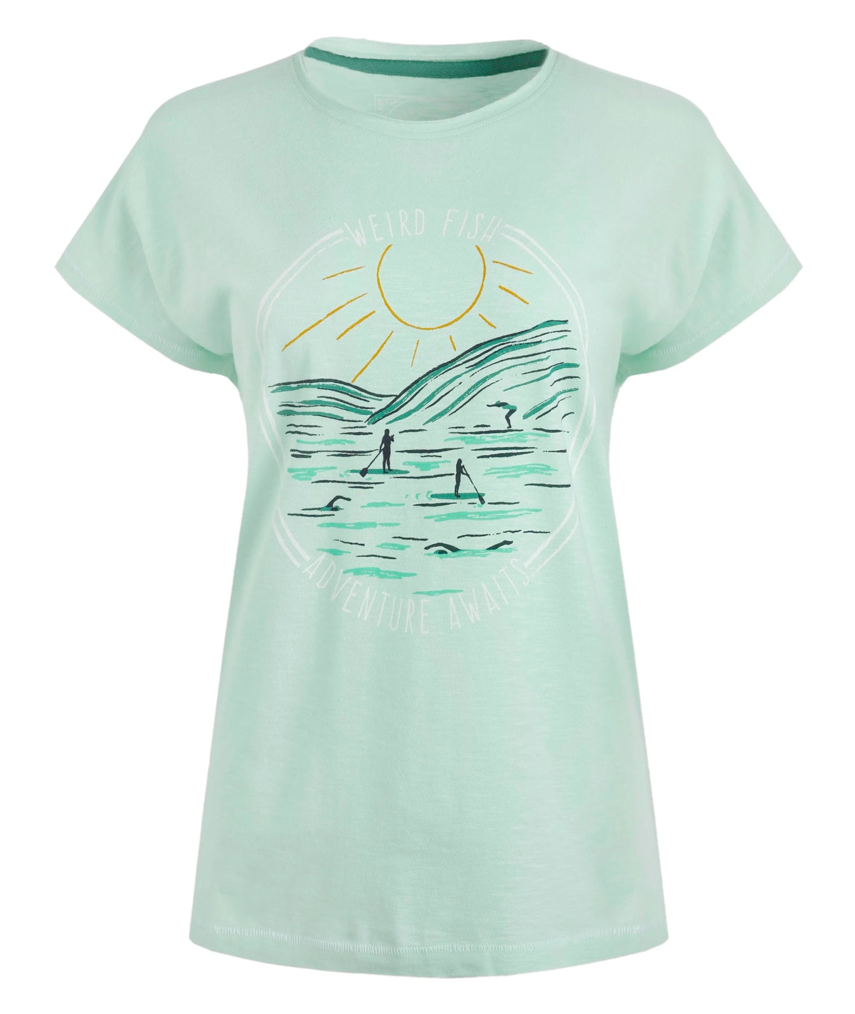 Weird Fish Womens Adventure Awaits Print Tee - Seafoam