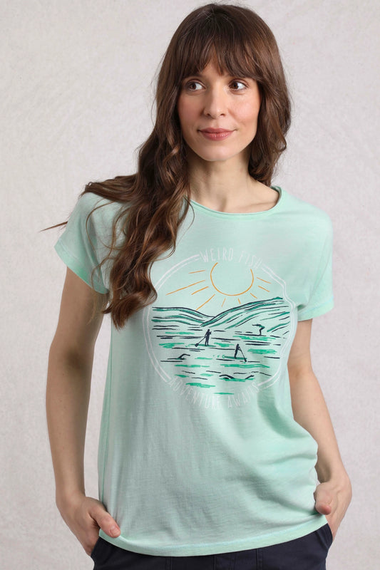 Weird Fish Womens Adventure Awaits Print Tee - Seafoam