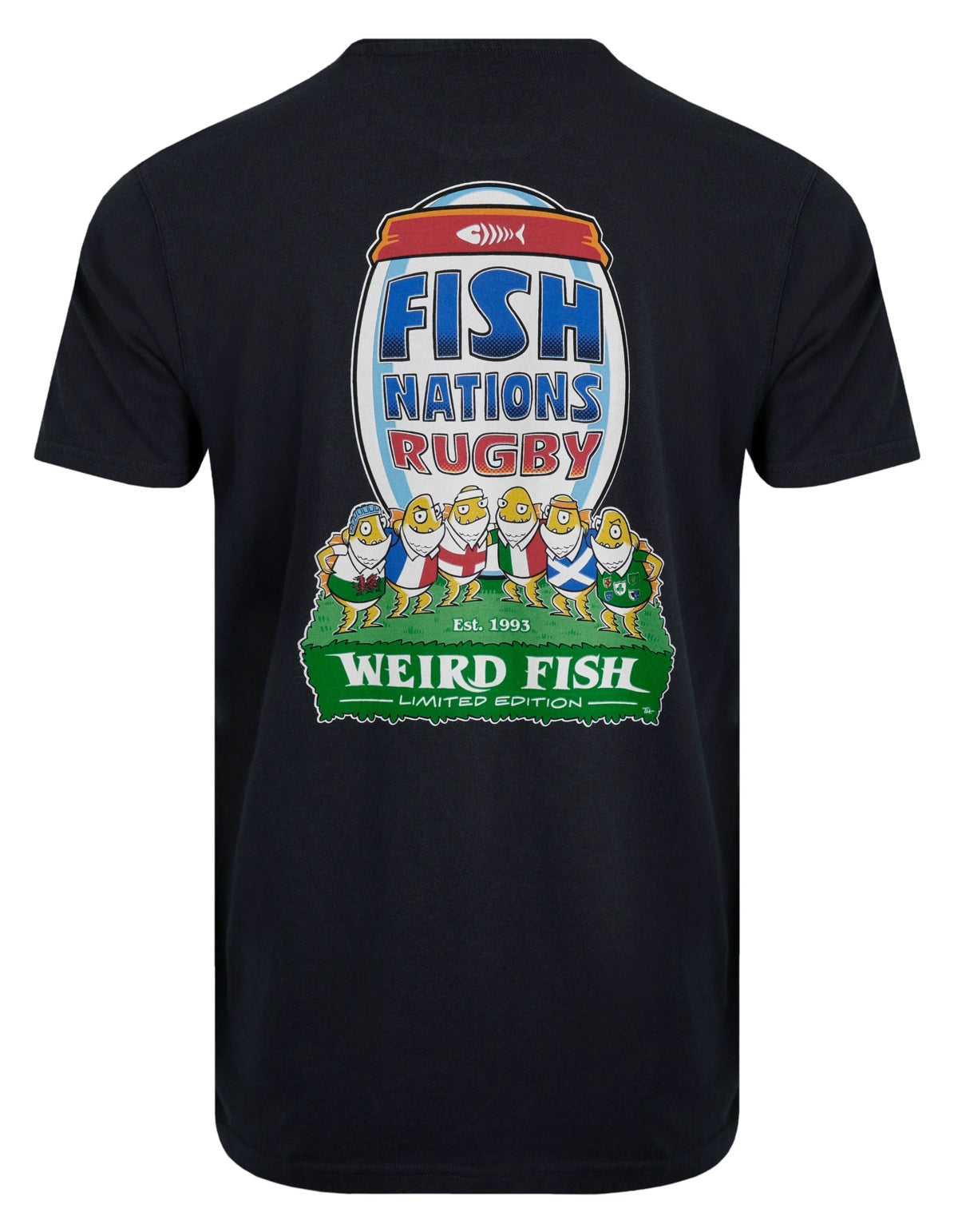Weird Fish Mens Fish Nations Print T-Shirt Navy