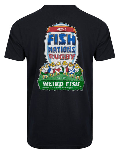 Weird Fish Mens Fish Nations Print T-Shirt Navy
