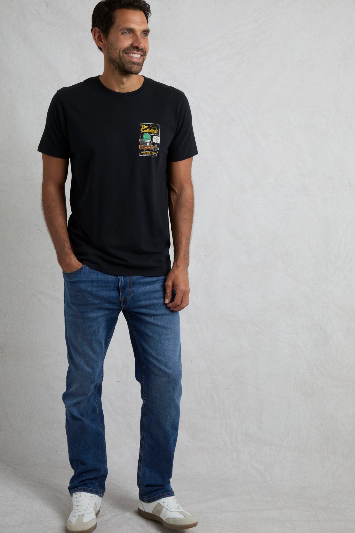 Weird Fish Mens Codfather Print T-Shirt - Black