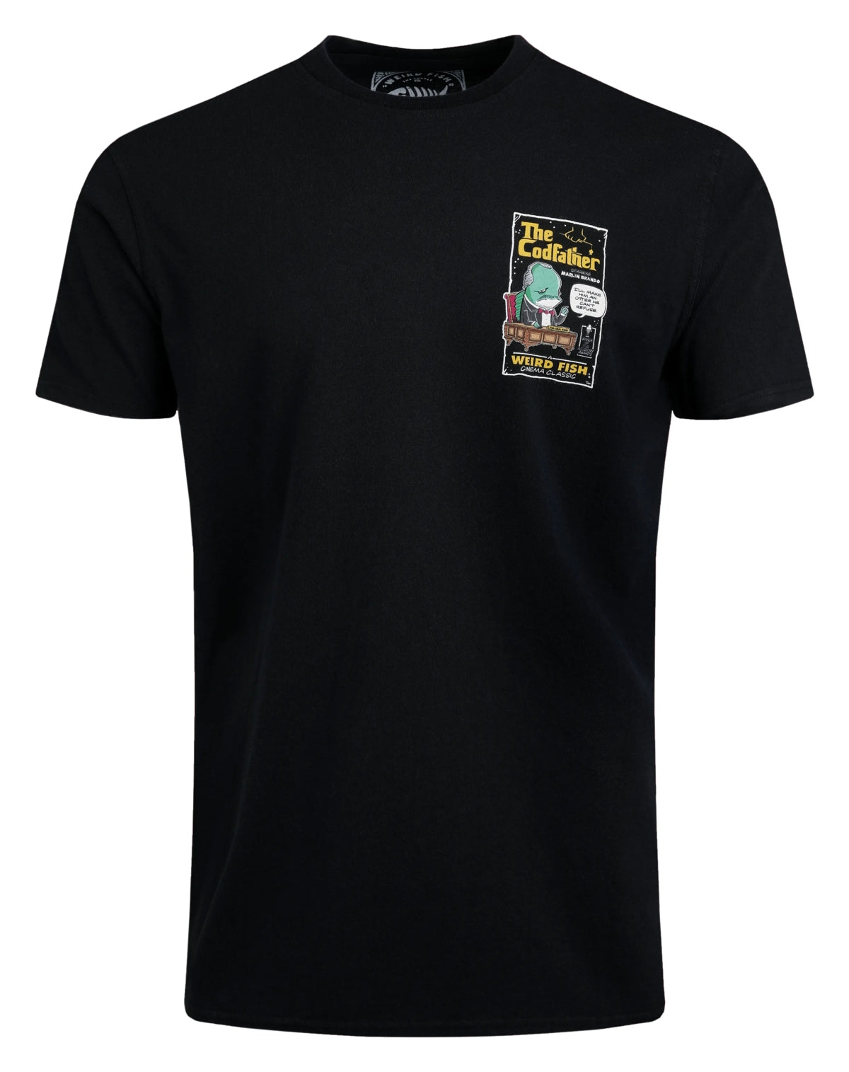 Weird Fish Mens Codfather Print T-Shirt - Black