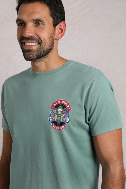 Weird Fish Mens Sons of Anchovy Printed Tee - Mineral Blue