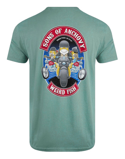 Weird Fish Mens Sons of Anchovy Printed Tee - Mineral Blue