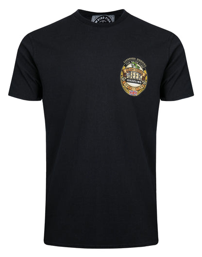 Weird Fish Mens Beer Guzzling Print T-Shirt - Black