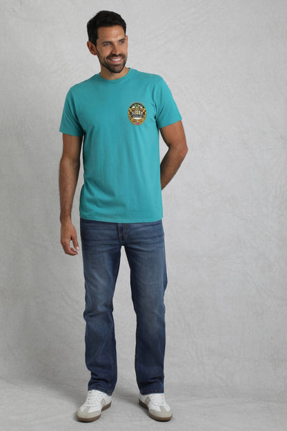 Weird Fish Mens Beer Guzzling Print T-Shirt - Viridis