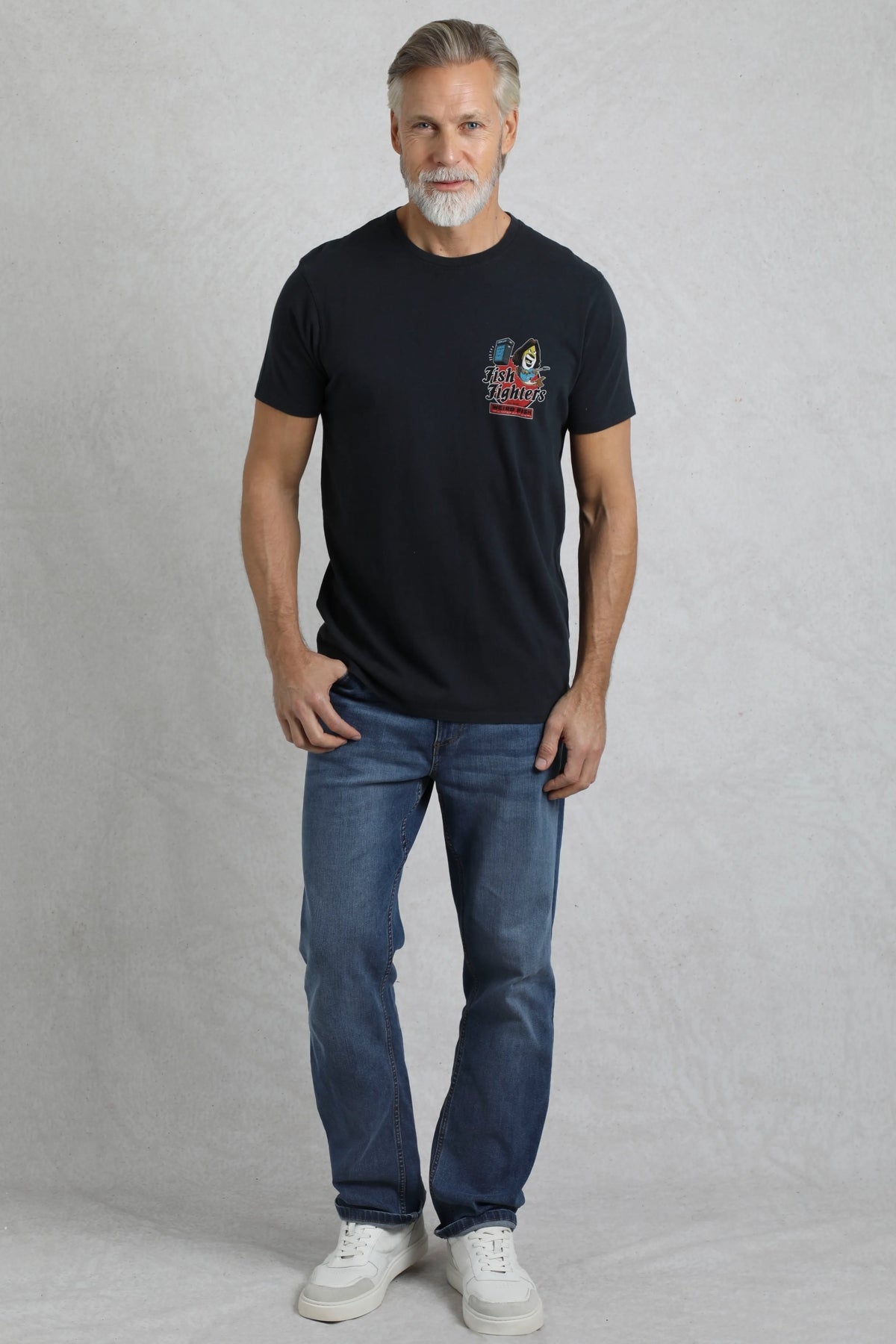 Weird Fish Mens Fish Fighters Printed Tee - Navy