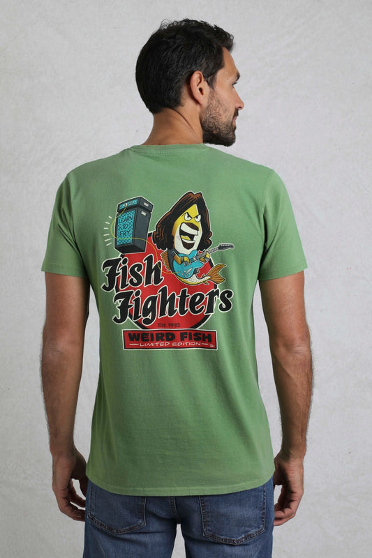 Weird Fish Mens Fish Fighters Printed Tee - Artichoke Green