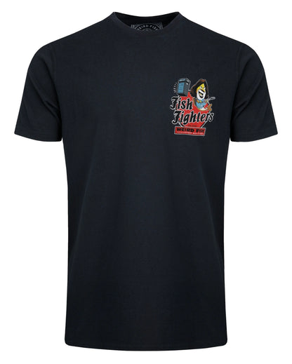 Weird Fish Mens Fish Fighters Printed Tee - Navy