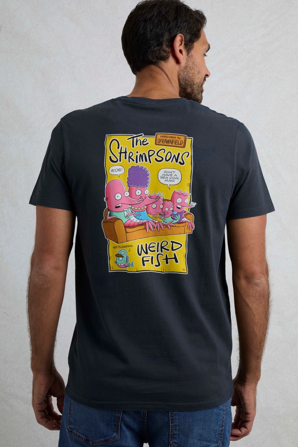 Weird Fish Mens Shrimpsons Print T-Shirt - Navy