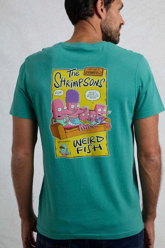 Weird Fish Mens Shrimpsons Print T-Shirt - Viridis