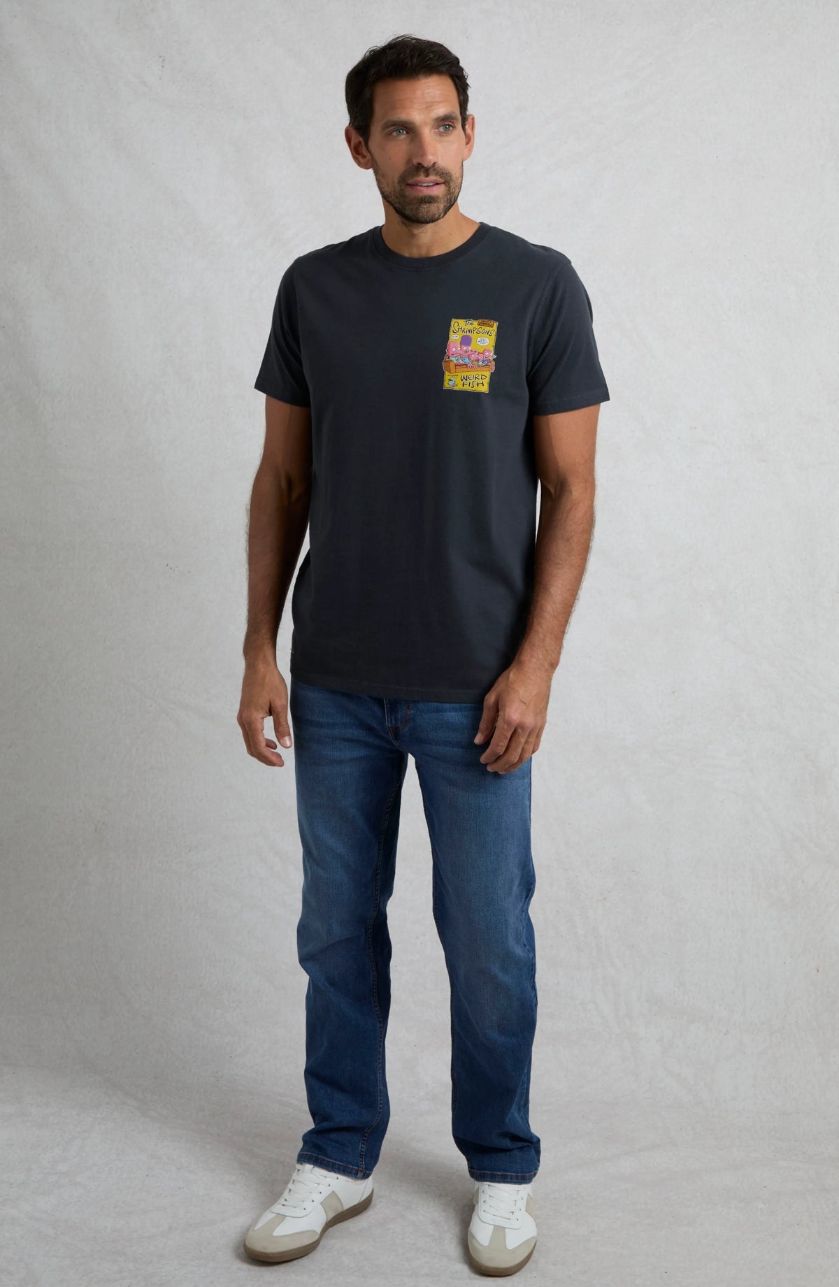 Weird Fish Mens Shrimpsons Print T-Shirt - Navy