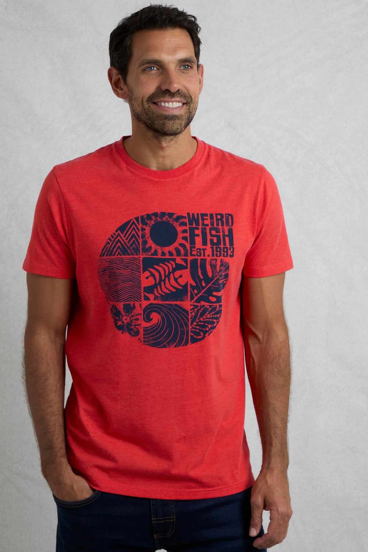 Weird Fish Mens Summer Sector Printed Tee - Retro Red
