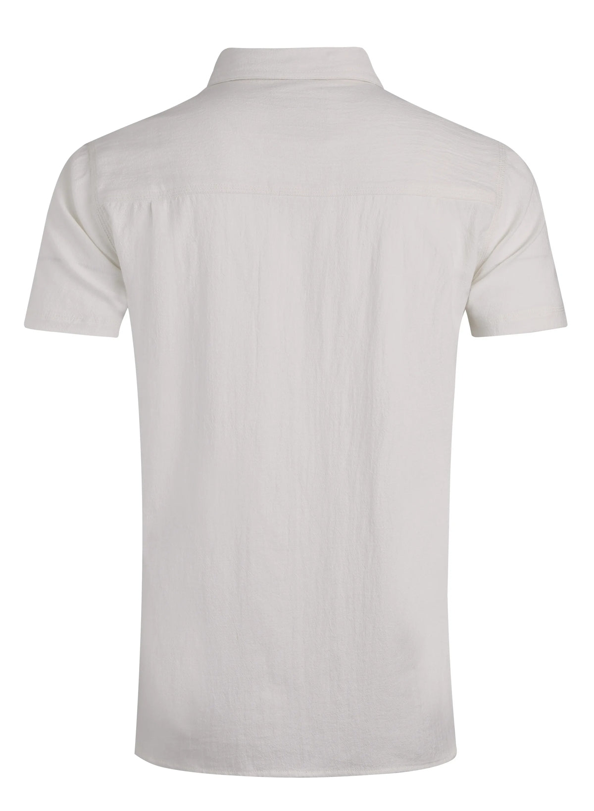 Weird Fish Mens Hinton Short Sleeve Textured Crepe Shirt - Dusty White