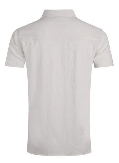 Weird Fish Mens Hinton Short Sleeve Textured Crepe Shirt - Dusty White
