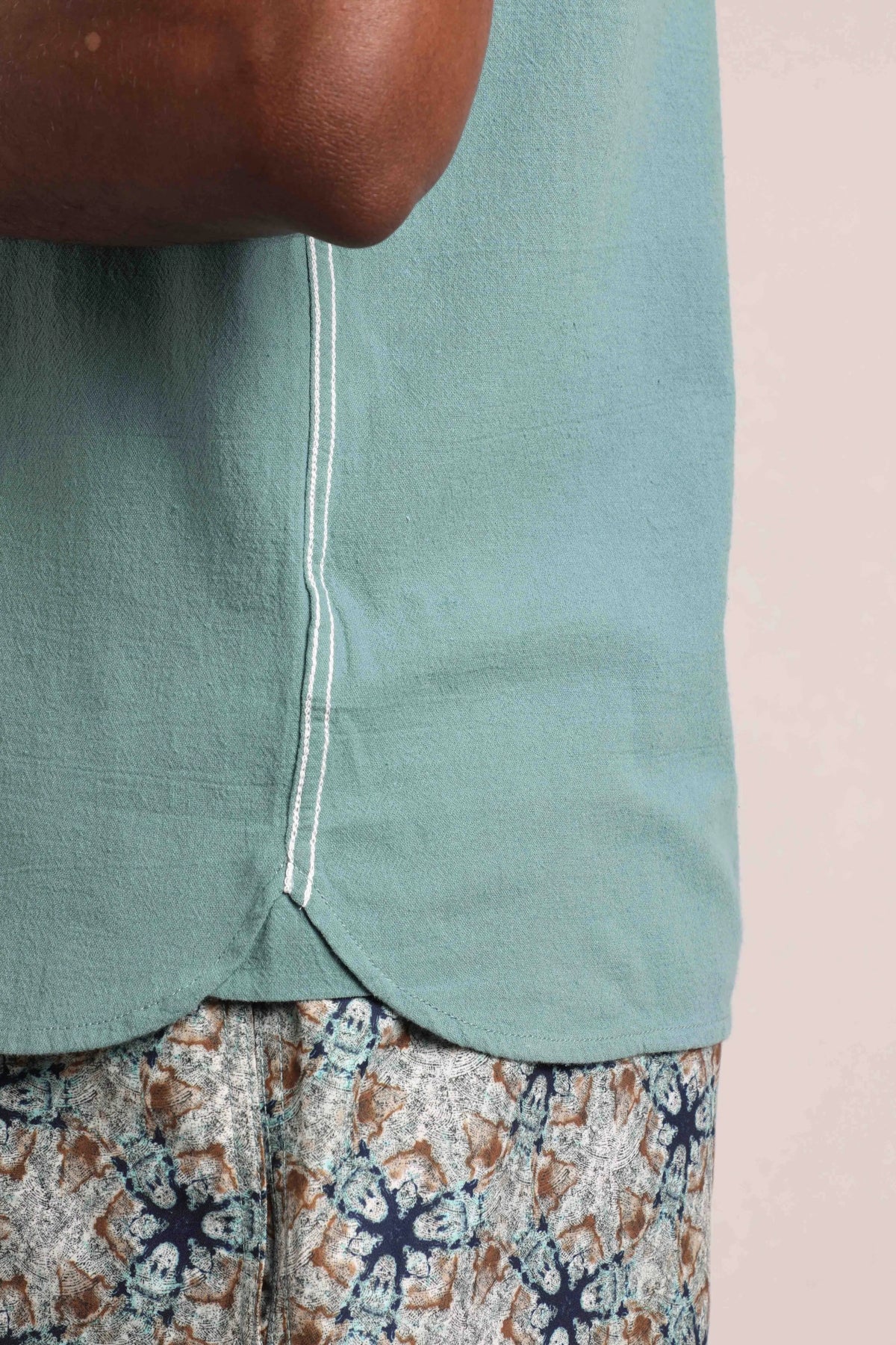 Weird Fish Mens Hinton Short Sleeve Textured Crepe Shirt - Mineral Blue