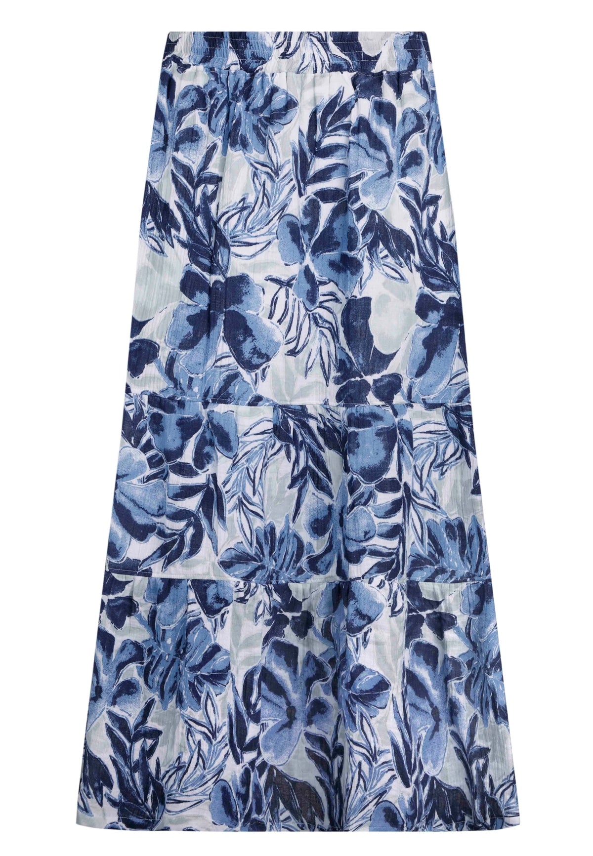 Weird Fish Womens Harini Doublecloth Midi Tiered Skirt - Estate Blue