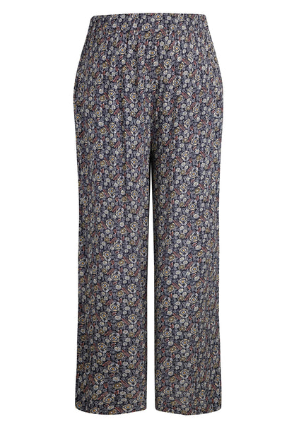 Weird Fish Womens Sarita Viscose Wide Leg Cropped Trouser - Navy