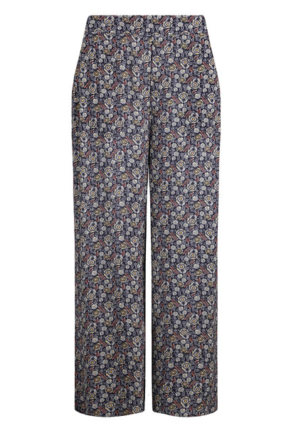 Weird Fish Womens Sarita Viscose Wide Leg Cropped Trouser - Navy