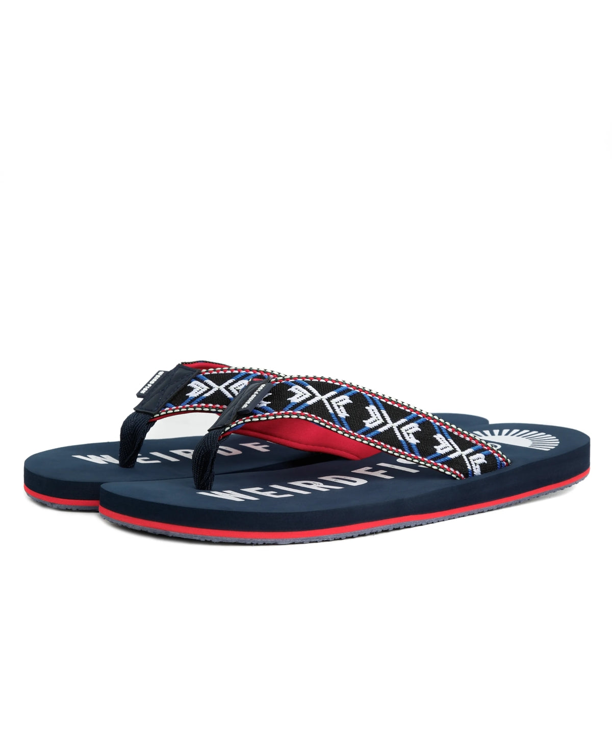 Weird Fish Mens Hamdon Jacquard Flip Flops - Navy