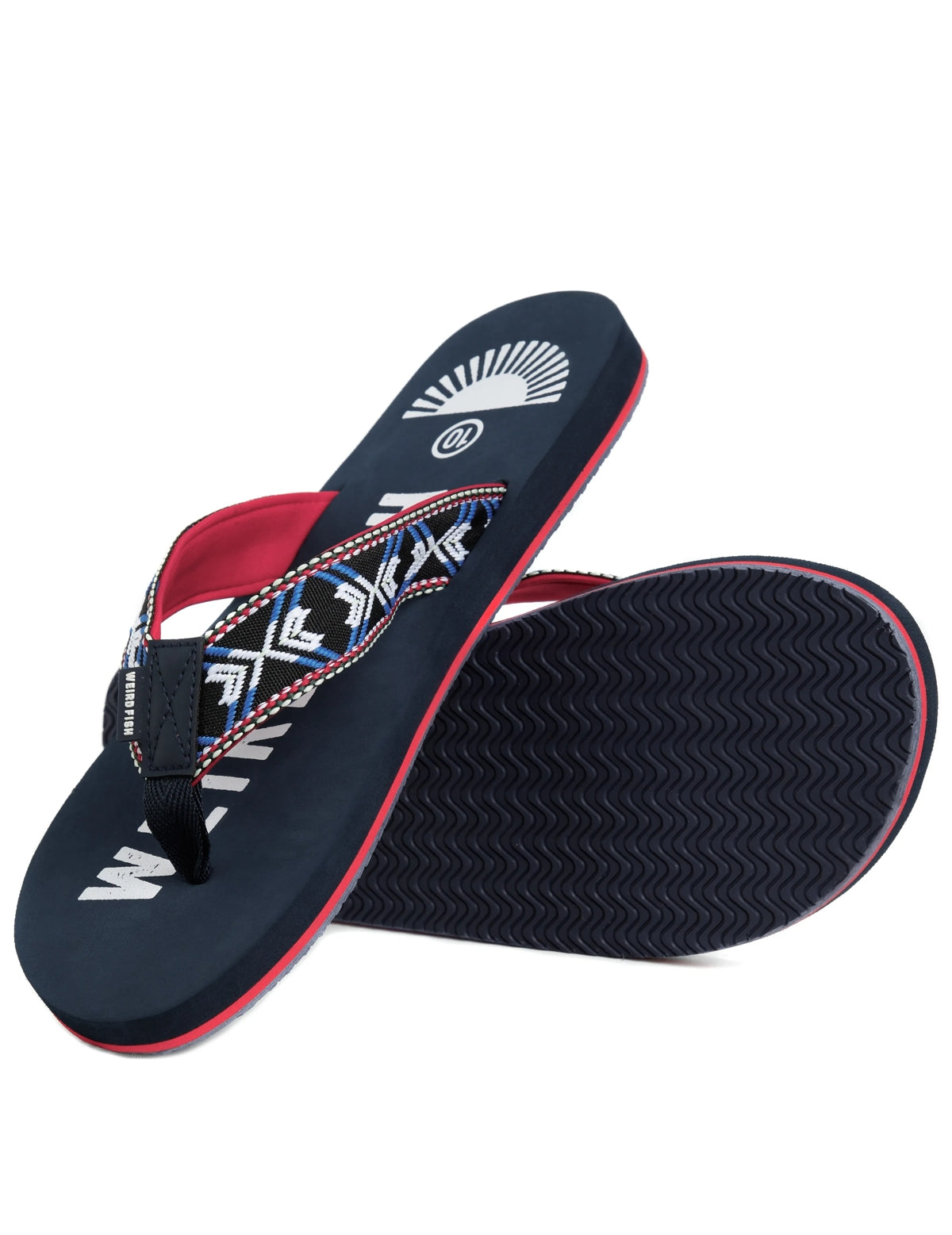Weird Fish Mens Hamdon Jacquard Flip Flops - Navy