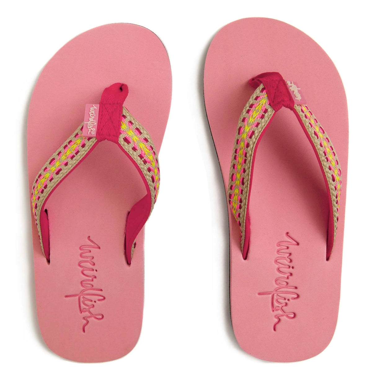 Weird Fish women's Adila braided flip flops in Pale Pink.