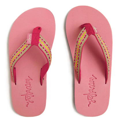 Weird Fish women's Adila braided flip flops in Pale Pink.