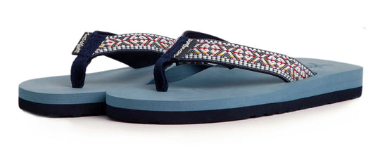 Weird Fish women's Adila braided flip flops in Navy.