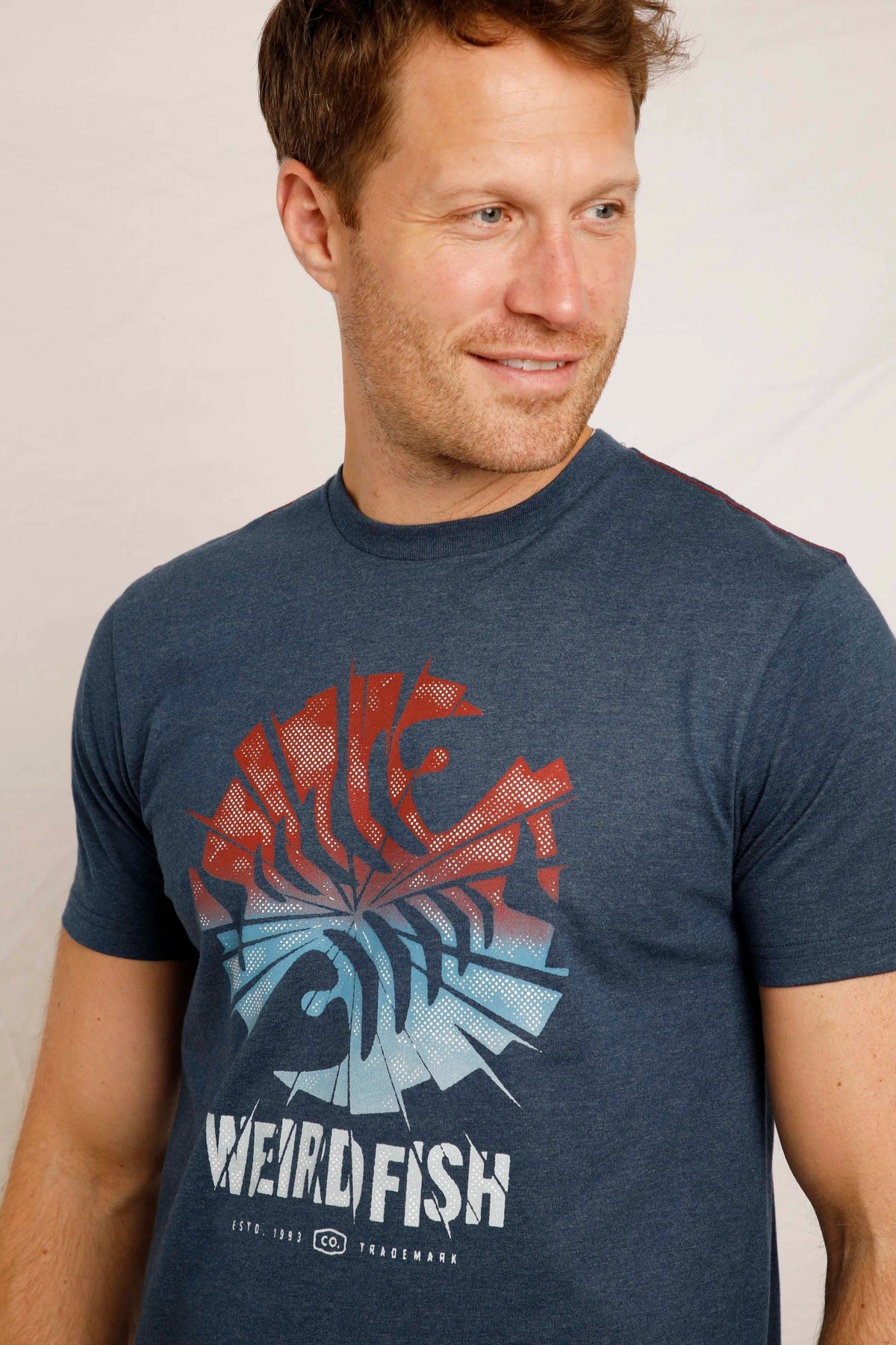 Weird Fish Mens Shatter Print Tee - Federal Blue