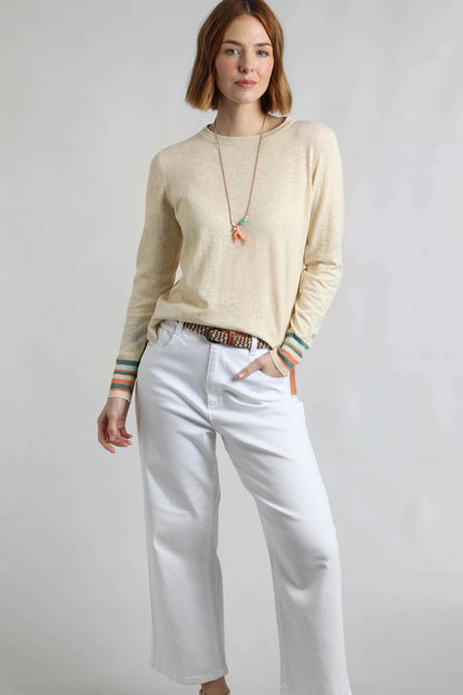 Weird Fish Womens Kinga Lightweight Outfitter Crew - Light Cream