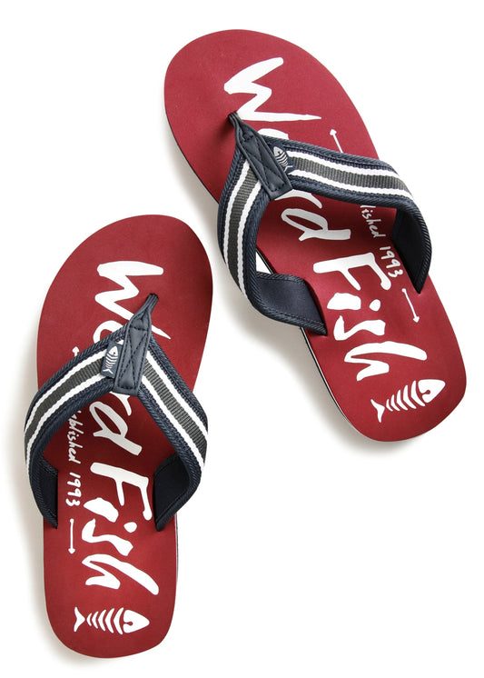 Weird Fish Mens 'Waterford' Flip Flops - Garnet