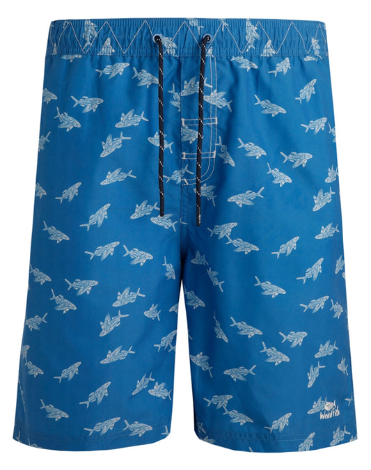 Weird Fish Mens Marina Printed Board Shorts - Blue Sapphire / Flying Fish Print