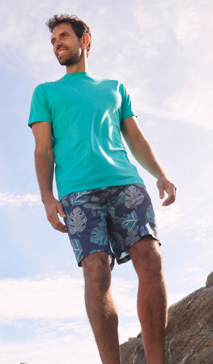 Weird Fish Mens Marina Printed Board Shorts - Navy / Leaf Print