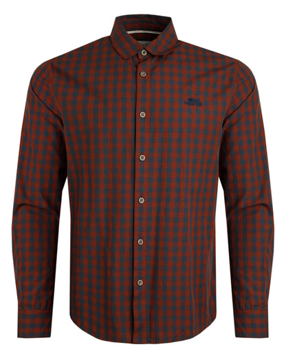 Weird Fish Mens Lando Long Sleeve Check Shirt - Burnt Henna