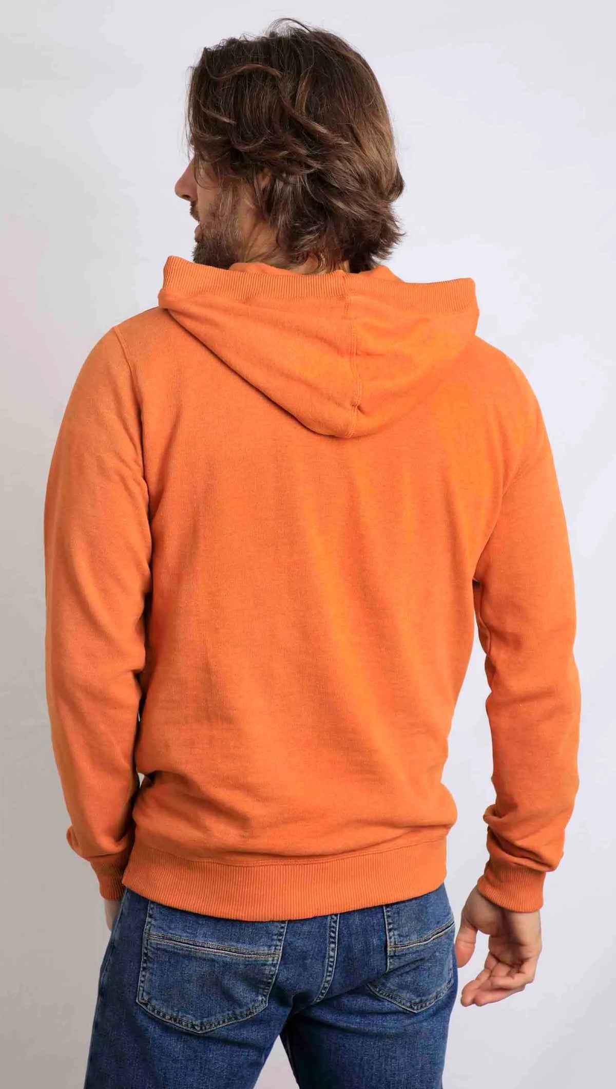Men's hooded pop over Bryant sweatshirt from Weird Fish in Brick Orange.