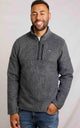 Weird Fish Mens Longmont 1/4 Zip Stripe Grid Fleece Navy