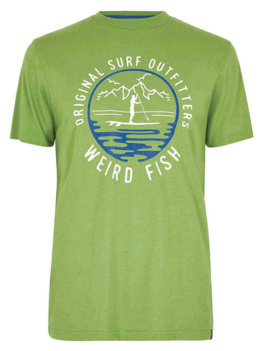 Weird Fish men's short sleeve Paddle print t-shirt in Kiwi Green.