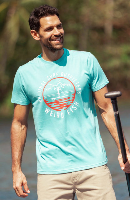 Men's Paddleboarding print shirt from Weird Fish in Sky Blue.