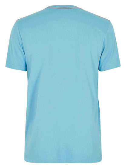 Weird Fish men's paddleboarder print tee in Sky Blue with plain back and contrast stitching.
