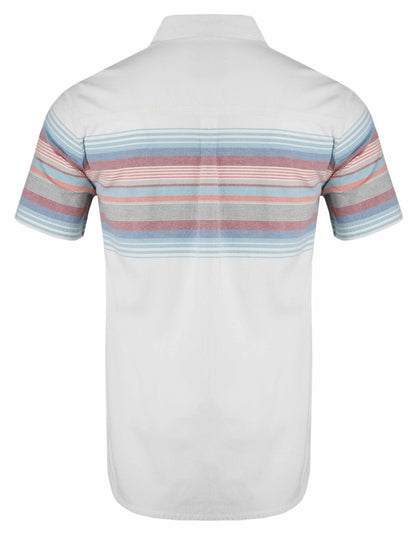 Men's Dusty White Bowfell short sleeve shirt from Weird Fish with chest stripe pattern.
