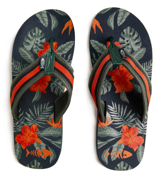 Weird Fish men's Derwent printed flip flops in Navy.