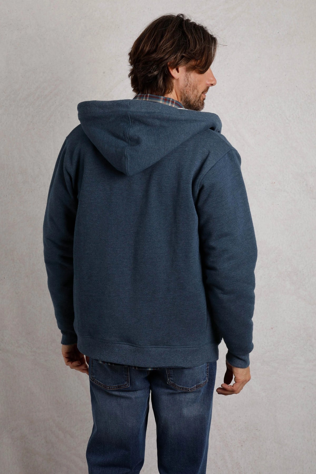Weird Fish Mens Camborne Borg Lined Full Zip Hoodie - Navy