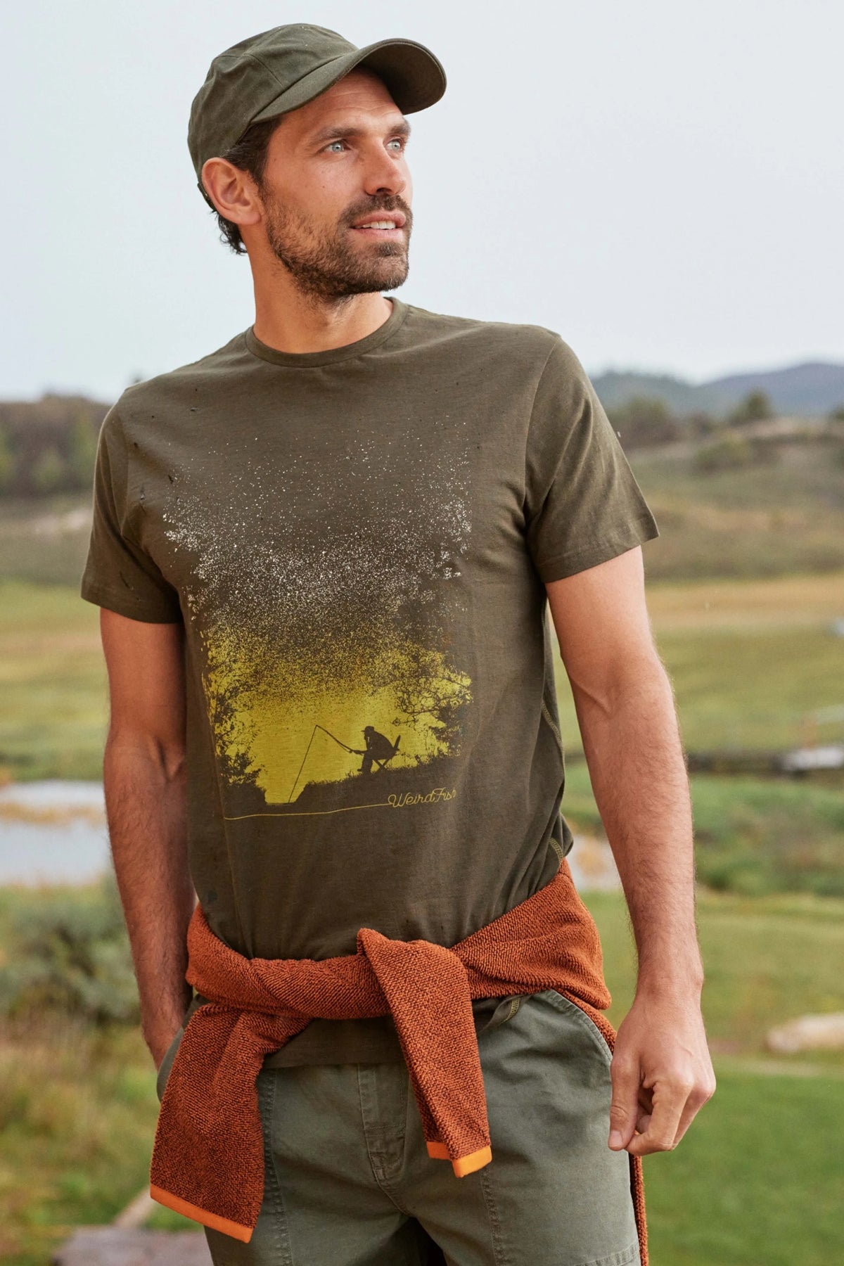 Weird Fish Mens Dark Sky Printed Tee - Fir Green