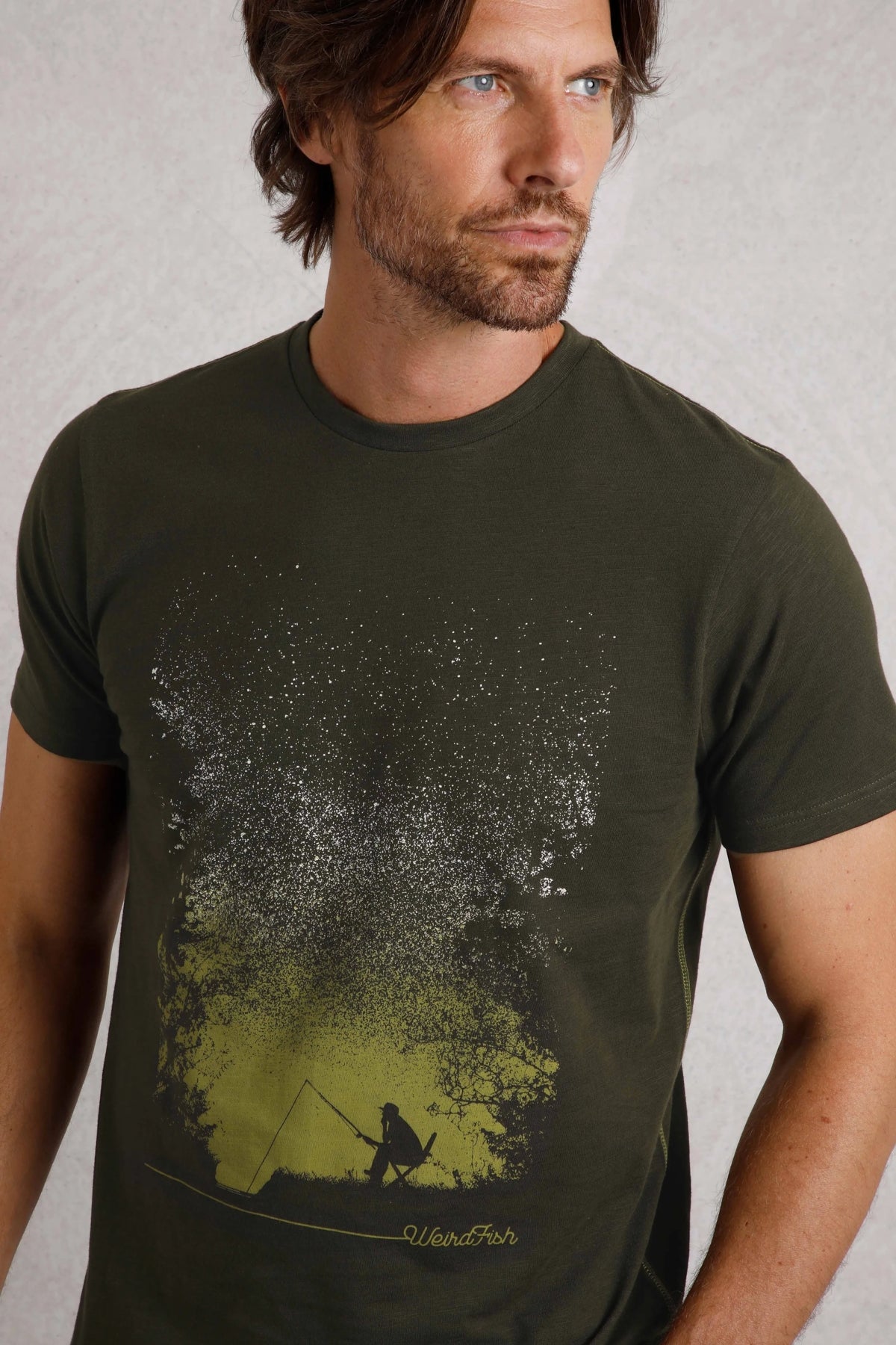 Weird Fish Mens Dark Sky Printed Tee - Fir Green