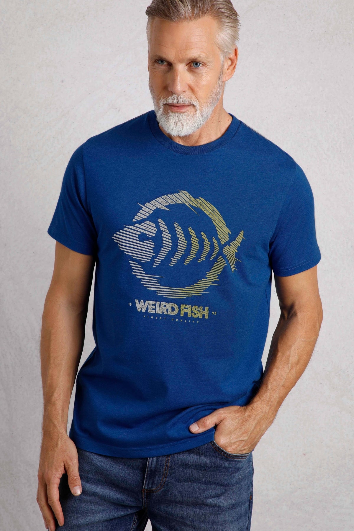 Weird Fish Mens Velocity Printed Tee - Cobalt Blue